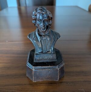 Thorens Chopin Bust Music Box 5.5” Vintage Switzerland Plays Polonaise Composer